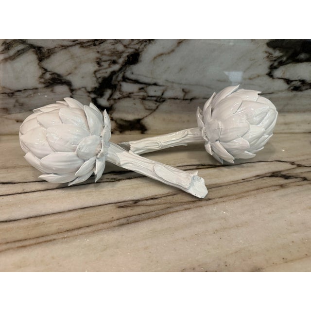 1990s White Artichoque, Pair For Sale - Image 5 of 5