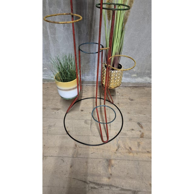 Vintage Multi-Tier Flower Stand in Painted Metal, Czechoslovakia, 1940s For Sale - Image 8 of 11