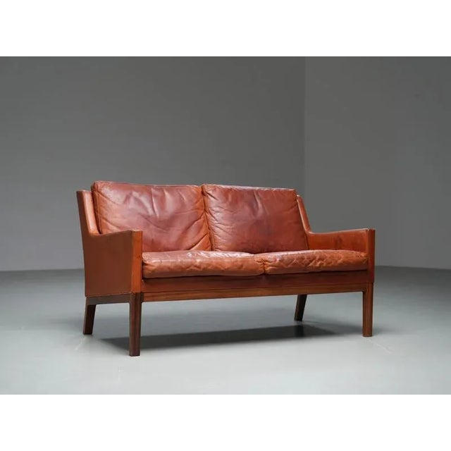 2-Seater Sofa in Cognac Leather by Kai Lyngfeldt Larsen, Denmark, 1960s For Sale - Image 6 of 16