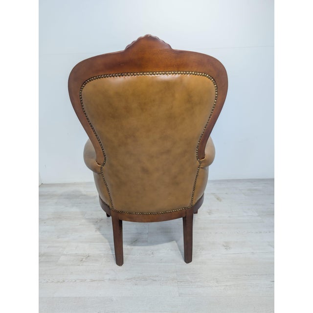 Chippendale Leather Armchair, 1960s For Sale - Image 15 of 18