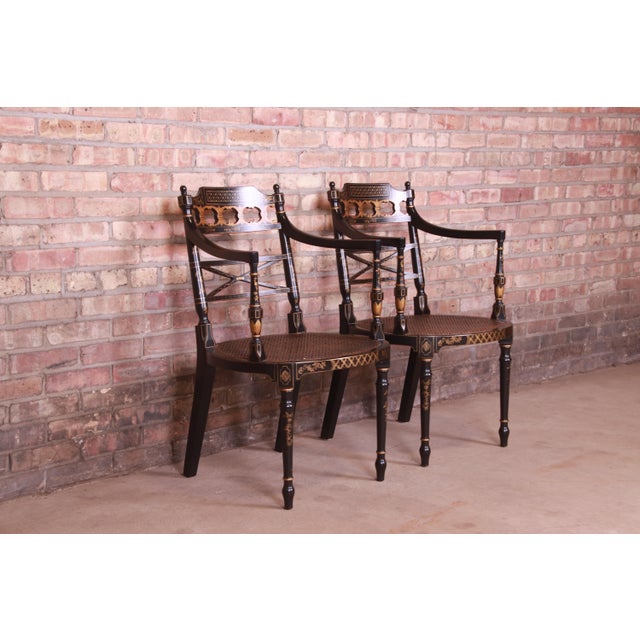 Baker Furniture Historic Charleston Regency Ebonized and Gold Gilt