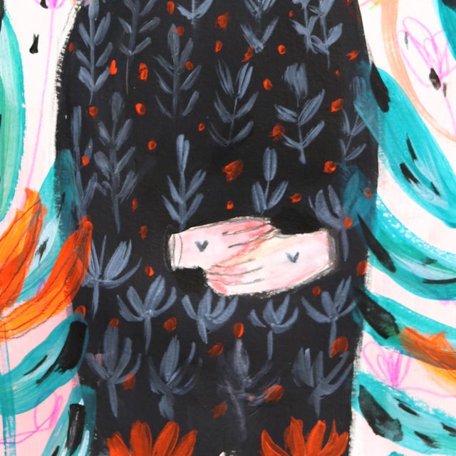 2020s Little Spark- Vibrant Fantasy Feminine Botanical Figurative Art on Paper Original Artwork by Silvia Pavarini For Sale - Image 5 of 8