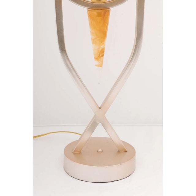 1980s Pair of 1980s Silver Leaf and Acrylic Lamp Attributed to Hivo Van Teal For Sale - Image 5 of 11