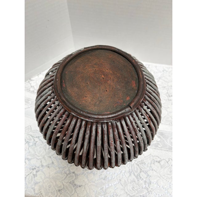 1990s Vintage Rustic Round Wood Candleholder or Plant Vessel For Sale - Image 5 of 10
