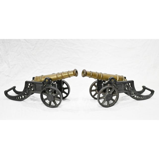 Black Antique Cast Iron Cannons with Gunmetal Barrels 1920, Set of 2 For Sale - Image 8 of 8