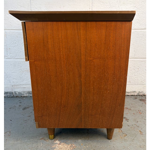 Mid 20th Century Single Mid-Century Modern Cane and Walnut Nightstand For Sale - Image 9 of 12