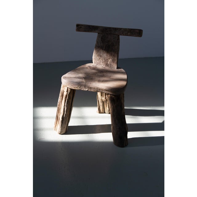 Primitive Elm T Tripod Side Chair, Denmark, 1970s For Sale - Image 12 of 18