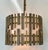 Timeless Mid-Century Modern Style Wood and Brass Pendant, flax linen shades, bray wood and brass, showroom floor sample...