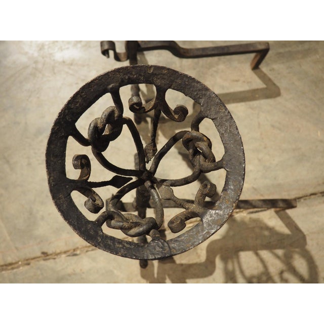 Black 18th Century French Wrought Iron Chenets With Richly Worked Knot Patterns For Sale - Image 8 of 12