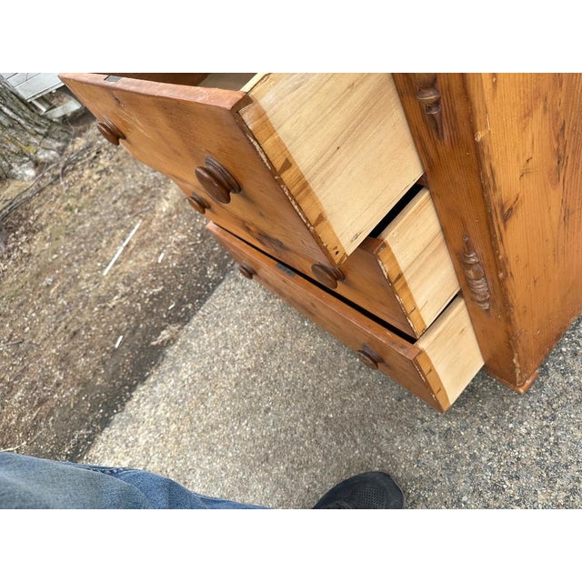 Wood White Pine Desk W/Storage (Wooden Nails) For Sale - Image 7 of 9