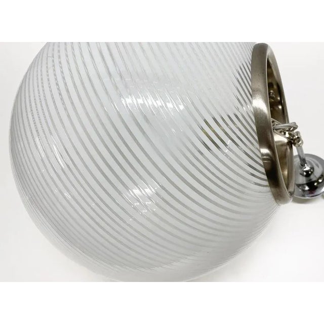 Mid-Century White and Crystal Murano Glass Reticello Light by Mario Botta for Venini, 1970s For Sale - Image 14 of 18