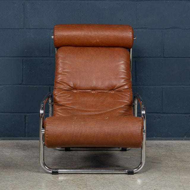 Italian Brown Leather Recliner Armchair, 1980s For Sale - Image 10 of 18
