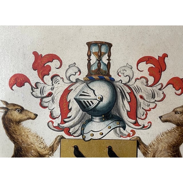Antique 1700's Sir Patrick Houston Armorial Coat of Arms Heraldic Painting Art For Sale - Image 4 of 15