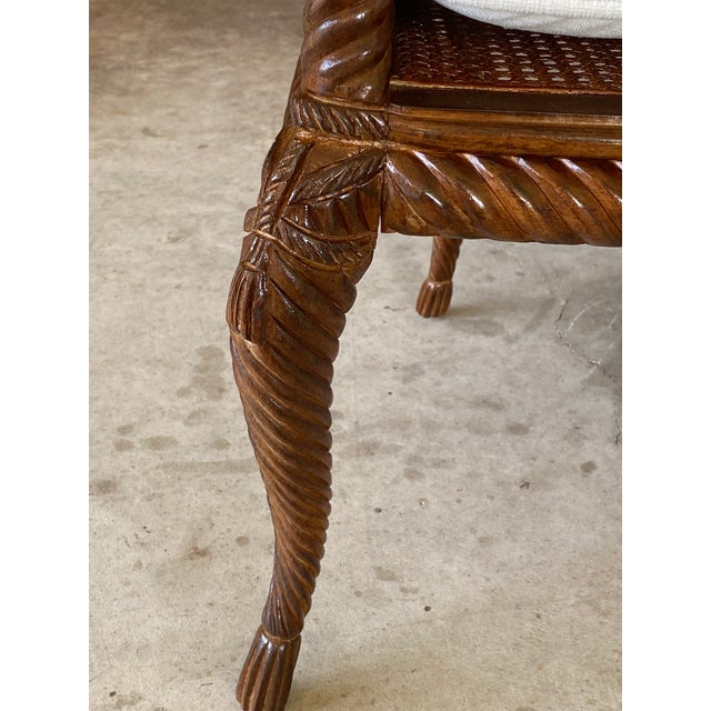 Pair of Rope Tassel Double Caned Carved Wood Wingback Chairs Chairish