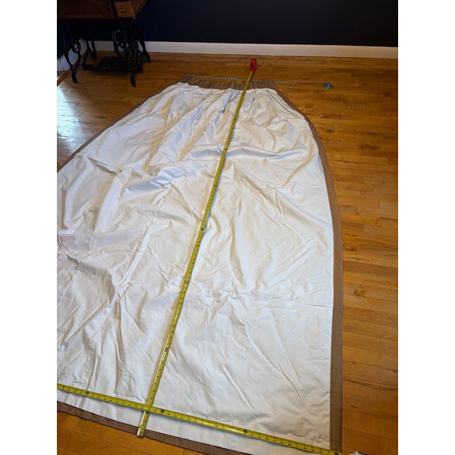 Set of 6 Custom Interlined Taupe Drapery Panels With Black Trim – 90” For Sale - Image 17 of 18