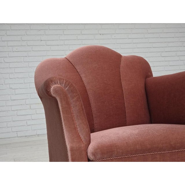 Mid-Century Modern Danish Armchair in Velour and Oak, 1950s For Sale - Image 3 of 18