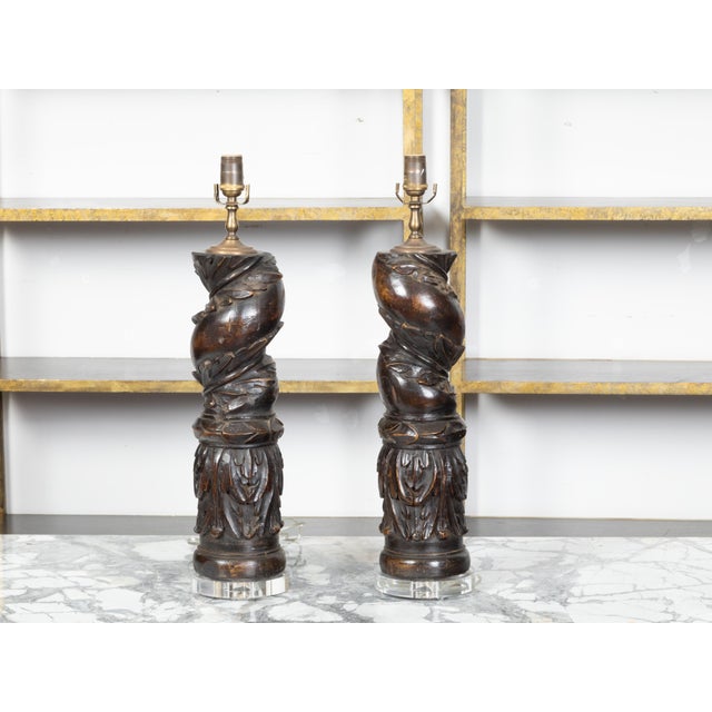 19th Century Italian Carved Walnut Solomonic Columns - a Pair For Sale - Image 4 of 9