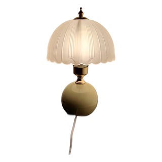 Soft White Petal Pattern Milk-Yellow Sphere Ceramic Table Lamp For Sale