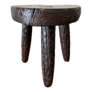 Vintage Reclaimed Pine Side Table – Walnut For Sale