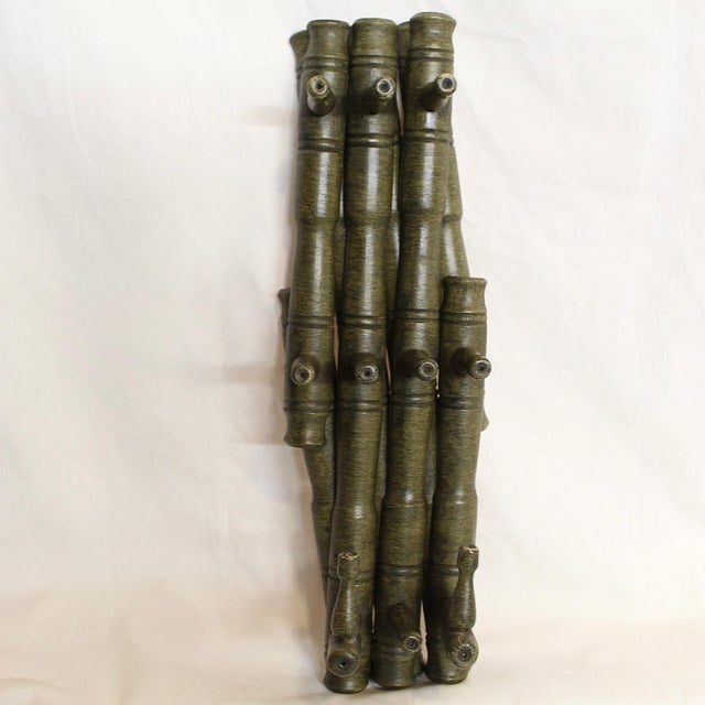 Antique uthentic vintage accordion coat rack was crafted in Bulgaria, featuring a hand-turned "faux bamboo" design carved...