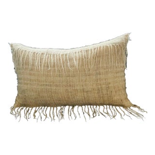 Alpine Handmade Oatmeal Mohair Pillow With Fringe For Sale