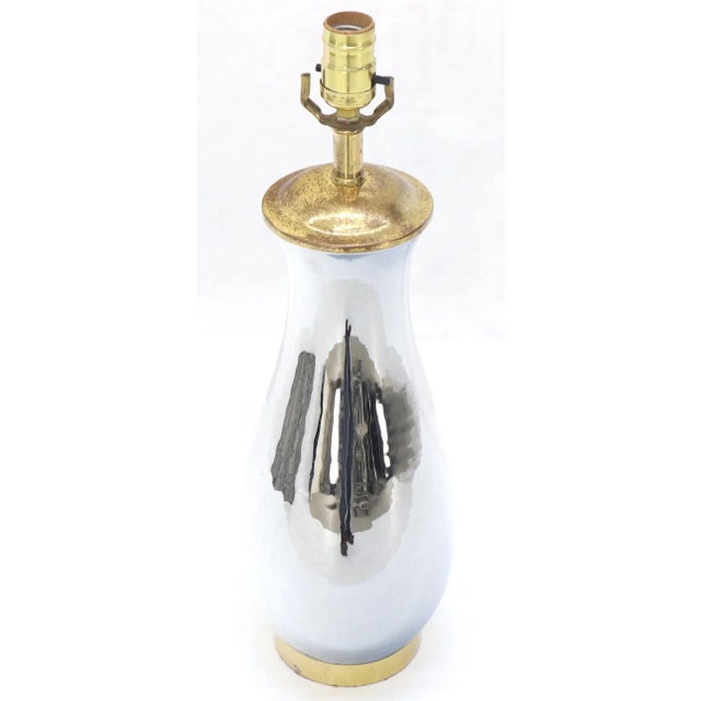 Mid 20th Century Mid 20th Century Chrome and Brass Vase Shape Table Lamps - a Pair For Sale - Image 5 of 8
