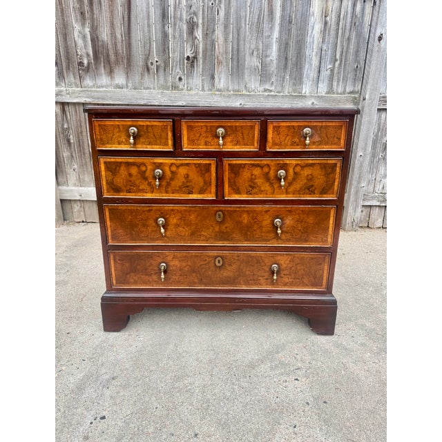 An exceptional Georgian burled walnut chest of drawers from the Milling Road Collection by Baker Furniture. The chest...