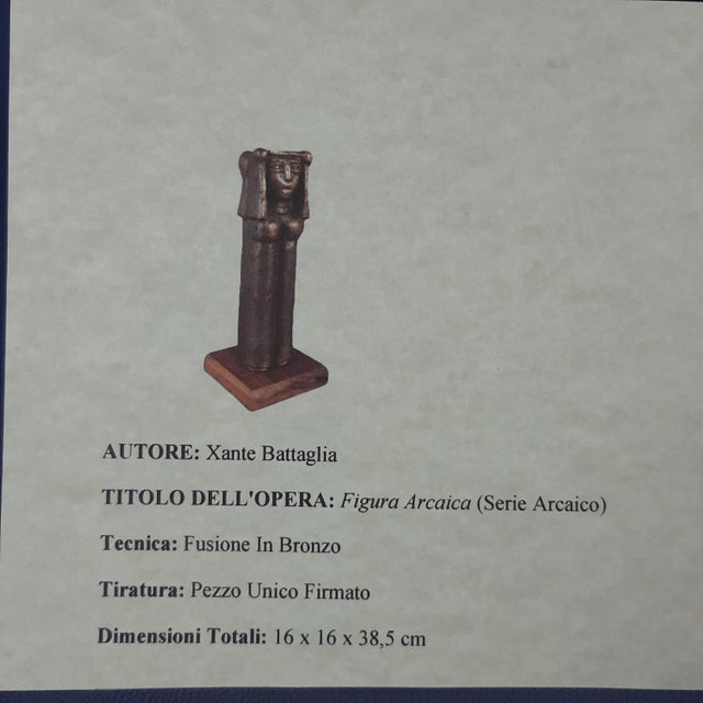 Xante Battaglia, Archaic Figure, 1960s, Bronze on Wood Base For Sale - Image 11 of 13