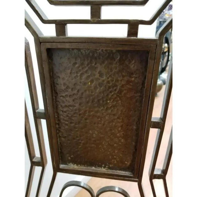 Art Deco Wrought Iron & Brass Three-Panel Gates – French Modernist Style – C. 1930 For Sale - Image 10 of 11