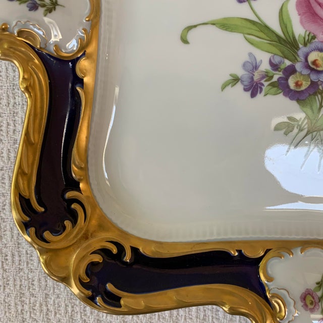 Late 20th Century Lindner Kueps Bavaria "Echt Cobalt" Square Porcelain Serving Plate For Sale - Image 5 of 12