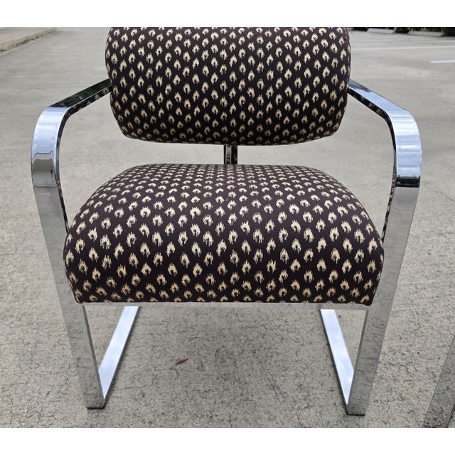 Milo Baughman for Thayer Coggin 1970s Postmodern Chrome Cantilever Armchairs Pair For Sale - Image 16 of 18