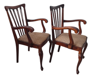 Queen Anne Style Armchairs, Set of 2