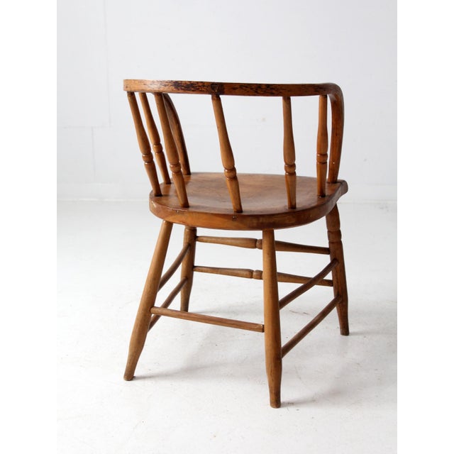 Wood Antique 1800s Windsor Captain’s Chair For Sale - Image 7 of 10