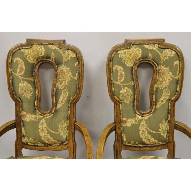 Hollywood Regency Vintage Hollywood Regency Keyhole Back Fireside Lounge Arm Chairs - A Pair For Sale - Image 3 of 12
