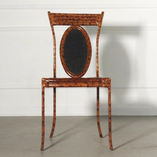 Mid-Century Modern 1970's Spotted Bamboo and Wrapped Rattan Iron Side Chair For Sale - Image 3 of 10