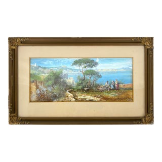 View in Summer of Napoli, Italy, Gouache on Laid Paper, 1910-1919 by Yves Gianni For Sale