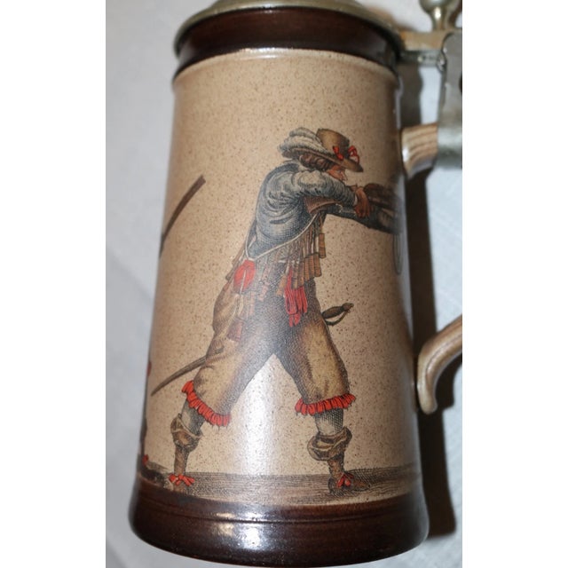 Vintage Marzi & Remy Lidded Pottery Stoneware Pewter Figural Beer Stein Mug For Sale - Image 11 of 12