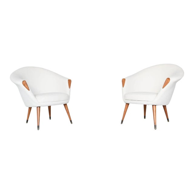 Scandinavian Nanna Ditzel Style Lounge Chairs Elm and Wool Denmark 1960 For Sale