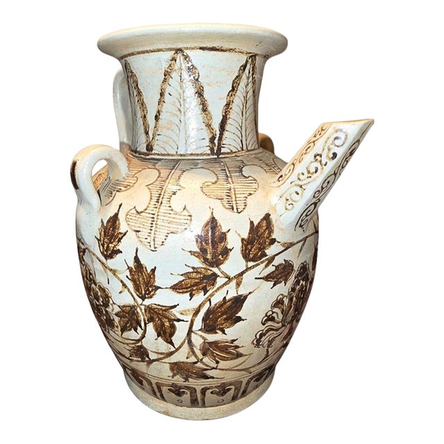 Late 19th Century Chinese Cizhou or Jizhou-Style Painted Porcelain/Stoneware Ewer/Pitcher For Sale