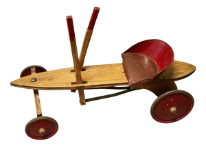 Antique Wooden Hand Operated Childrens Tricycle Car from Periclès, 1930s