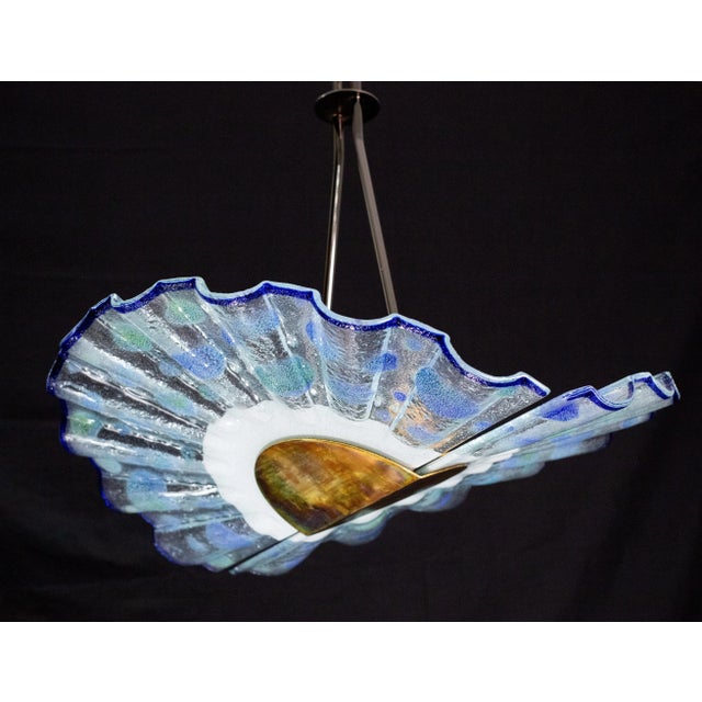 Blue Murano Glass Pendant in the Shape of a Fan, 1970s For Sale - Image 12 of 12