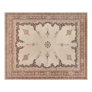 Antique Indian Amritsar Handwoven Wool Camel and Brown Rug