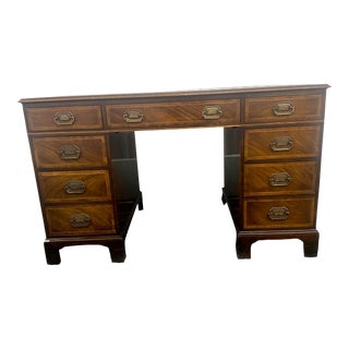 1960s Leather Tooled Baker Desk For Sale