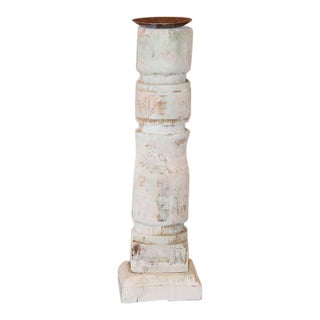 Reclaimed, Salvaged Wooden Farmhouse Baluster Candleholder For Sale