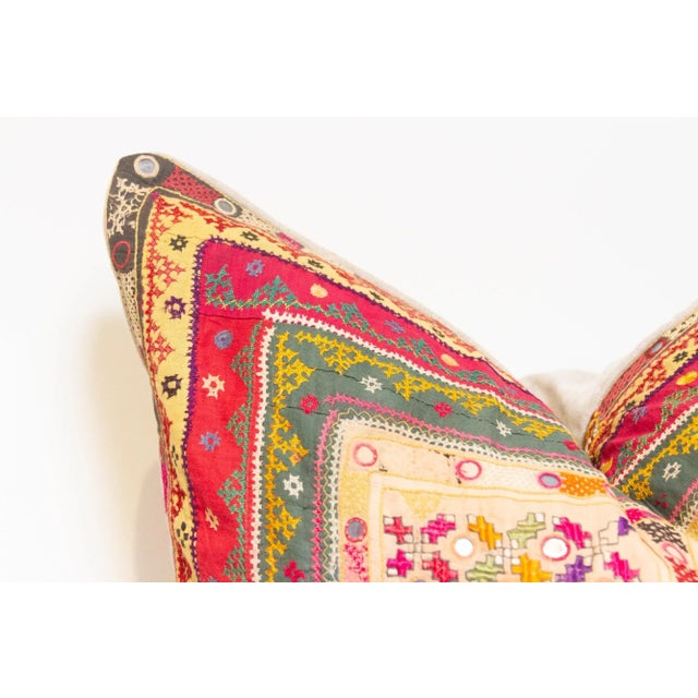 Veda Rajasthani Embroidered Decorative Pillow For Sale - Image 4 of 8