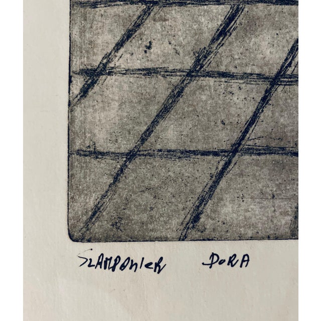 Folk Art Dora Szampanier, Etching of destroyed synagogue - Ludmir, Poland For Sale - Image 3 of 6