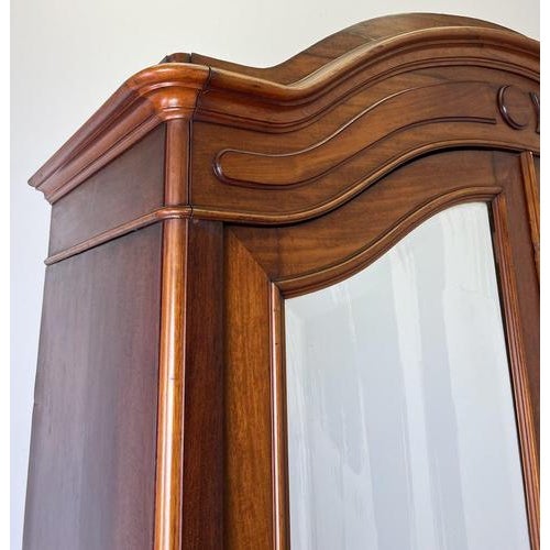 Antique French Carved Walnut Mirrored 2-Door Wardrobe For Sale - Image 4 of 18