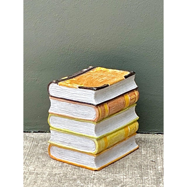 Ceramic Vintage Italian Glazed Ceramic Books Low Stool For Sale - Image 7 of 18