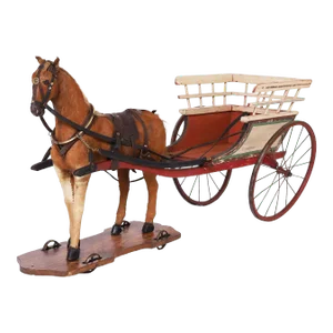 Large Vintage Toy Horse and Cart