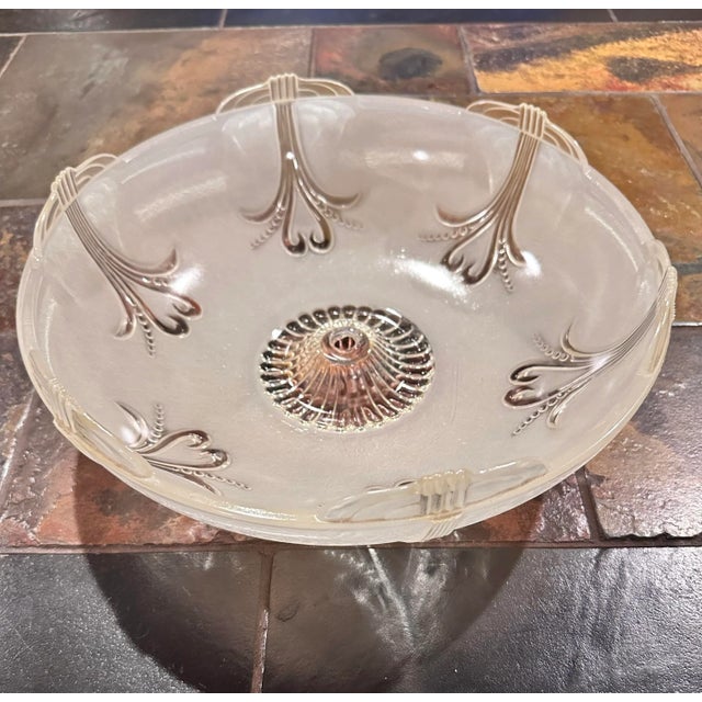 Transparent Early 20th Century Art Deco Frosted Glass Ceiling Light Shades - a Pair For Sale - Image 8 of 12